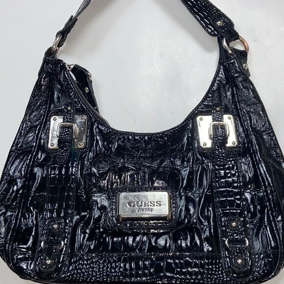 Vintage Guess Est 1981 Black Shoulder Women Bag - Picture 9 of 16